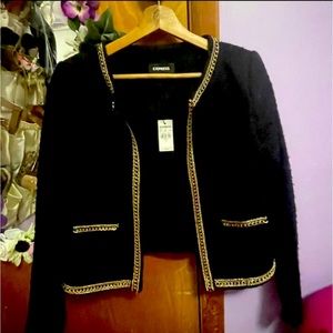 NWT Express Chain Trim Tweed Jacket